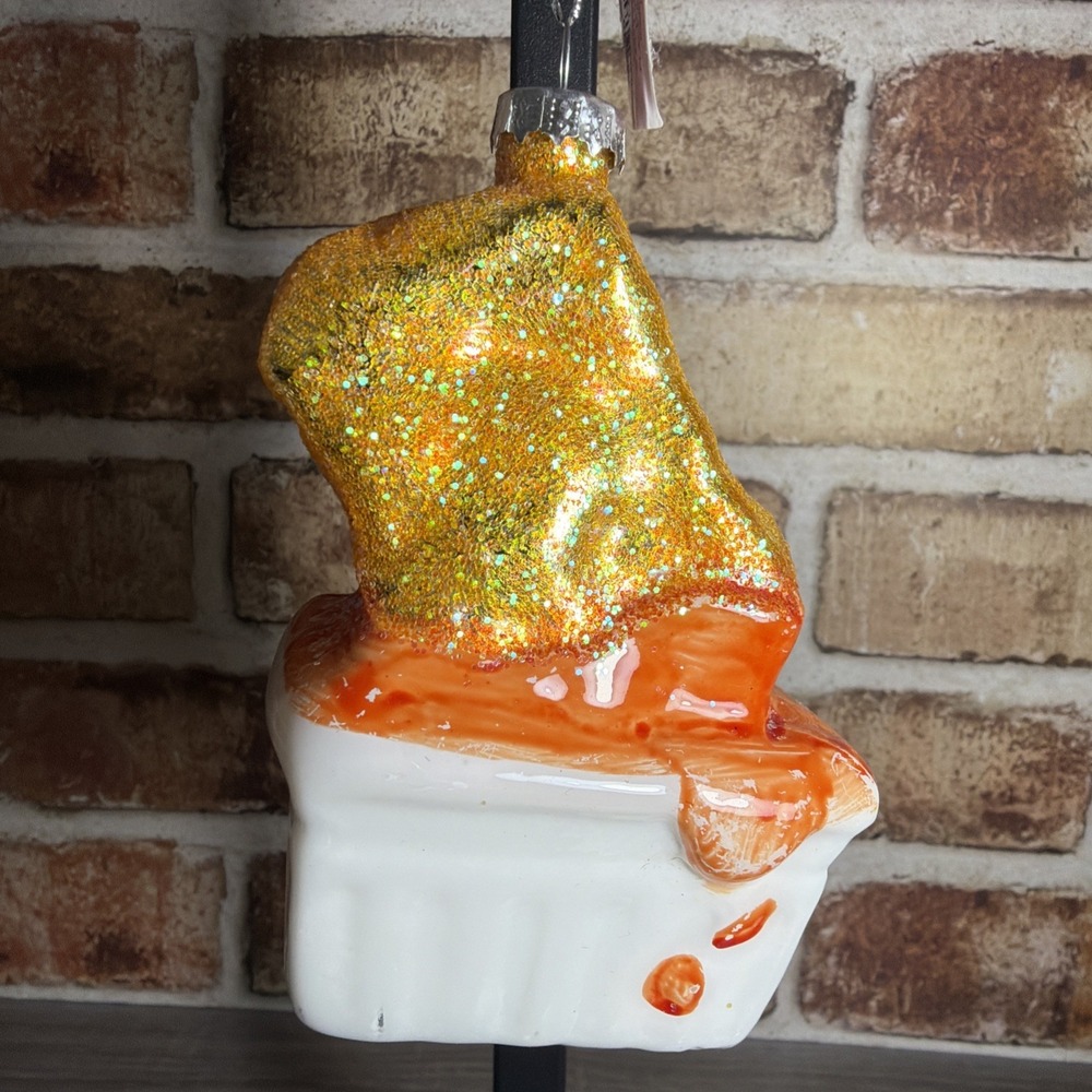 NWT Chicken Nugget Dipping Sauce Snack Foodie Fast food Christmas Ornament Glass